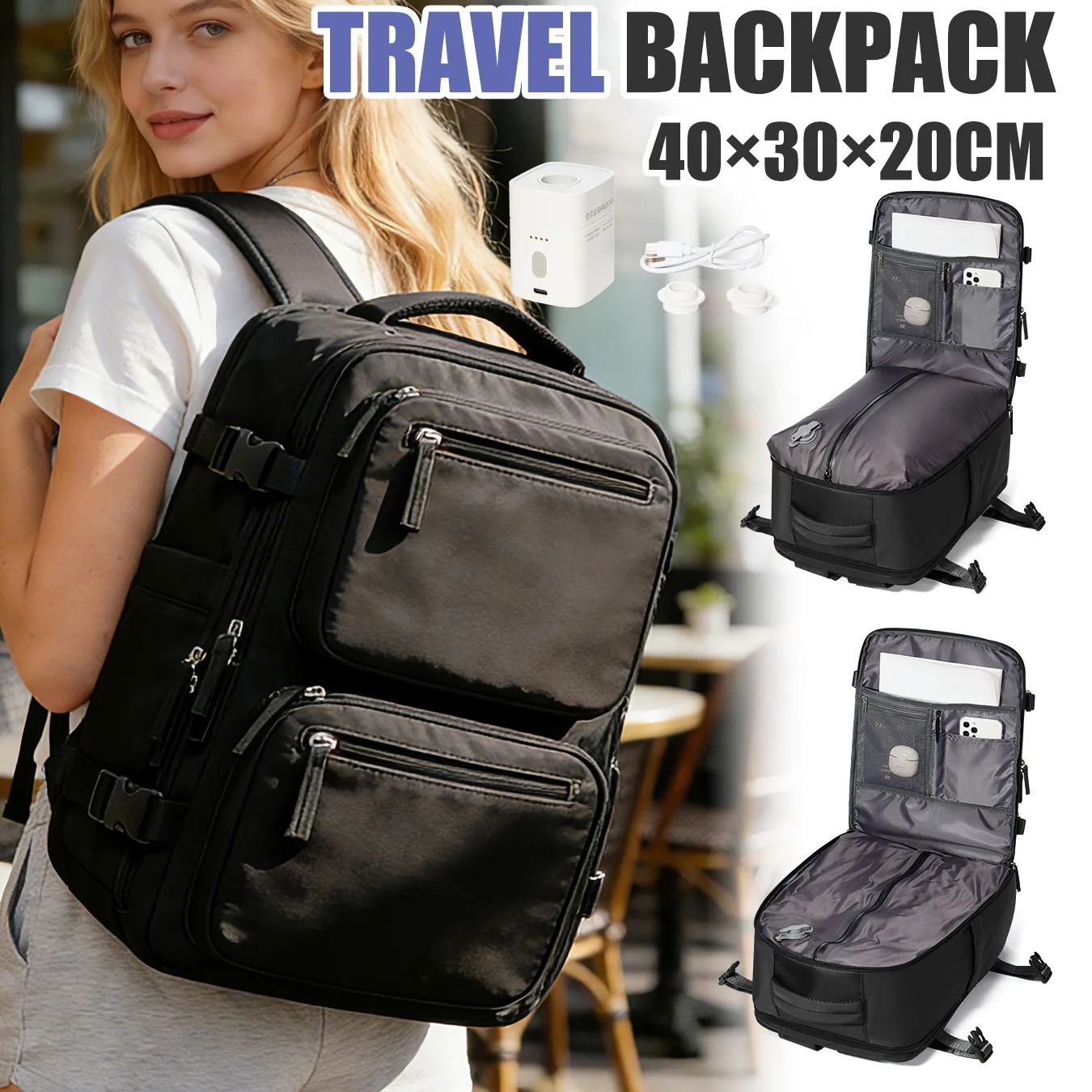 Fashion Backpack Women - Женский рюкзак-чемодан с насосом для подкачки,